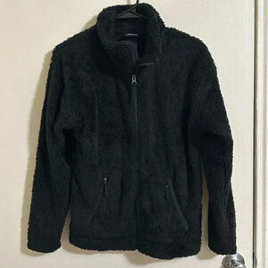 EUC North Face Small Black Fuzzy Zip Jacket
